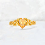 Heart Cut Citrine Celtic Knot Engagement Ring - Additional view