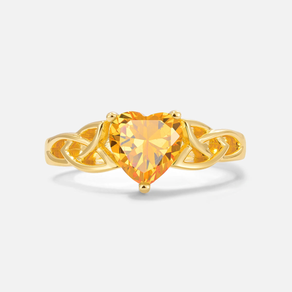 Heart Cut Citrine Celtic Knot Engagement Ring