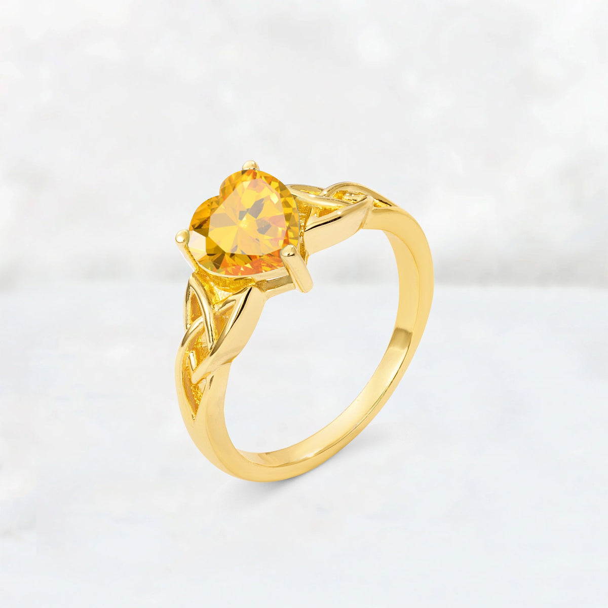 Heart Cut Citrine Celtic Knot Engagement Ring - Additional view