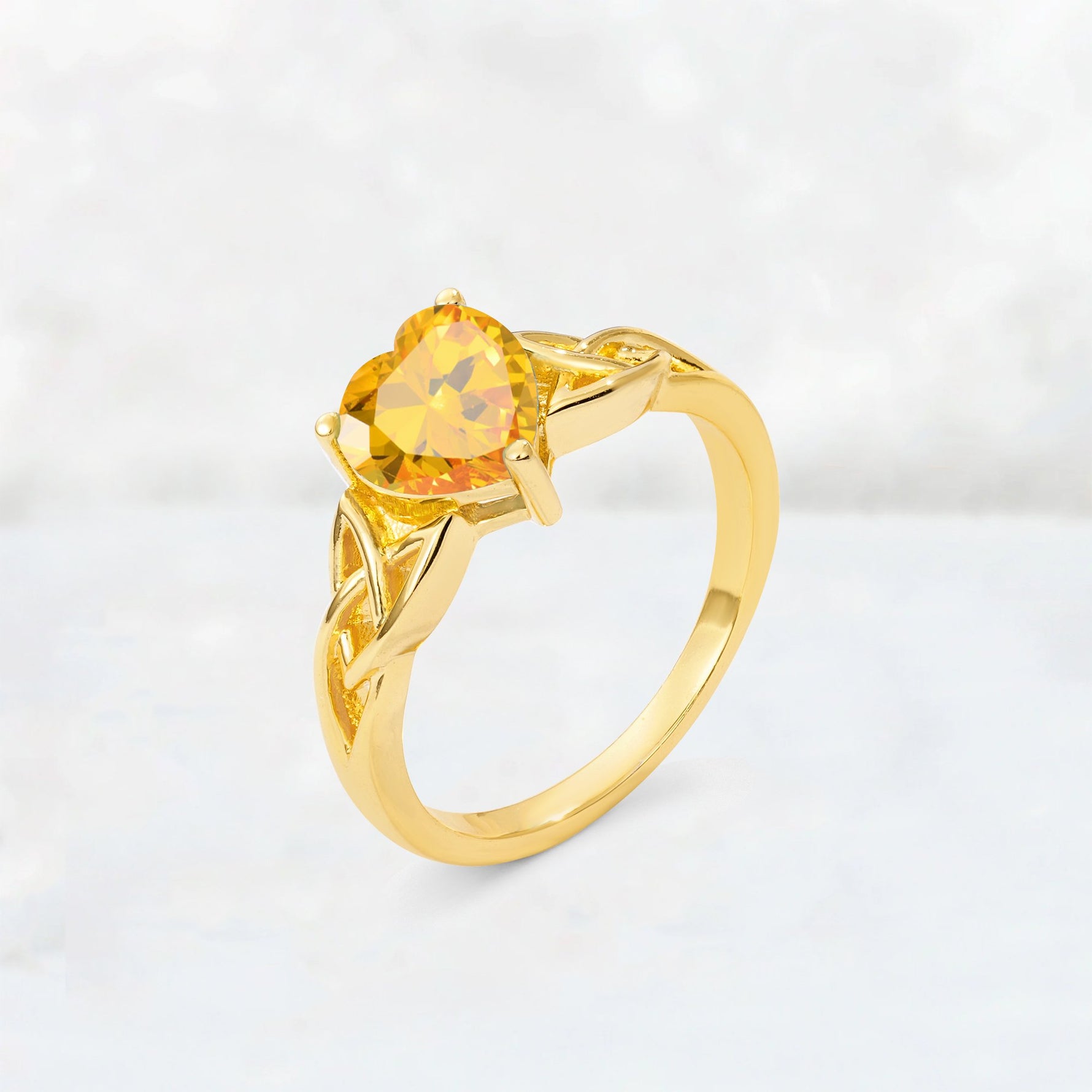 Heart Cut Citrine Celtic Knot Engagement Ring - Additional view