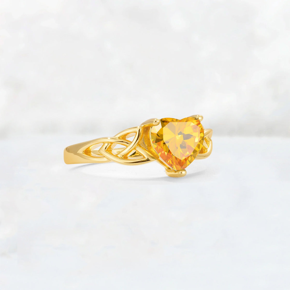 Heart Cut Citrine Celtic Knot Engagement Ring - Additional view