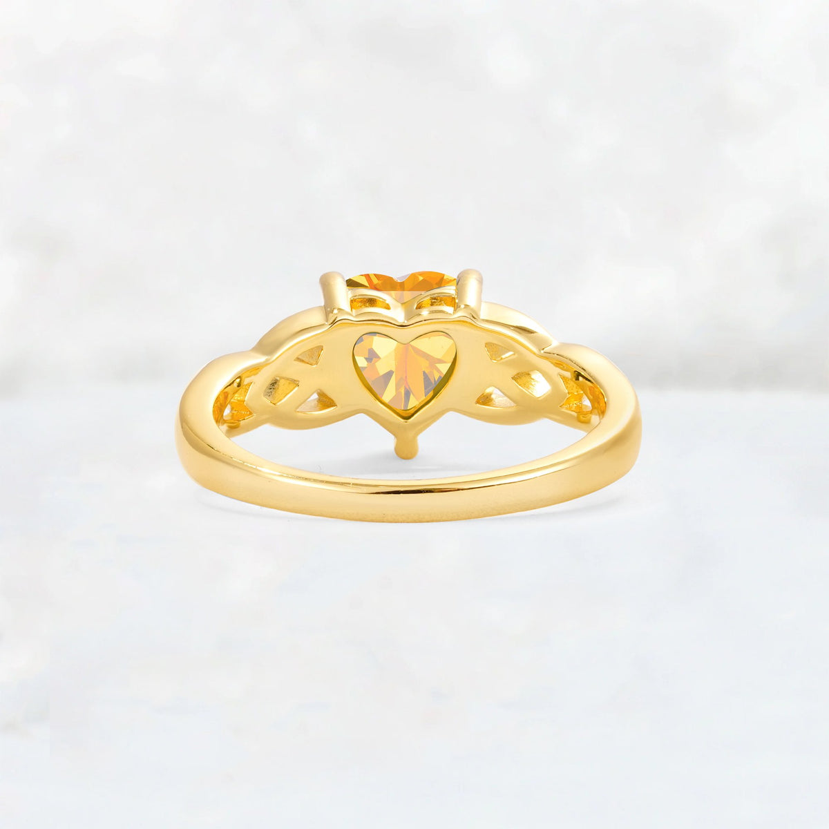 Heart Cut Citrine Celtic Knot Engagement Ring - Additional view
