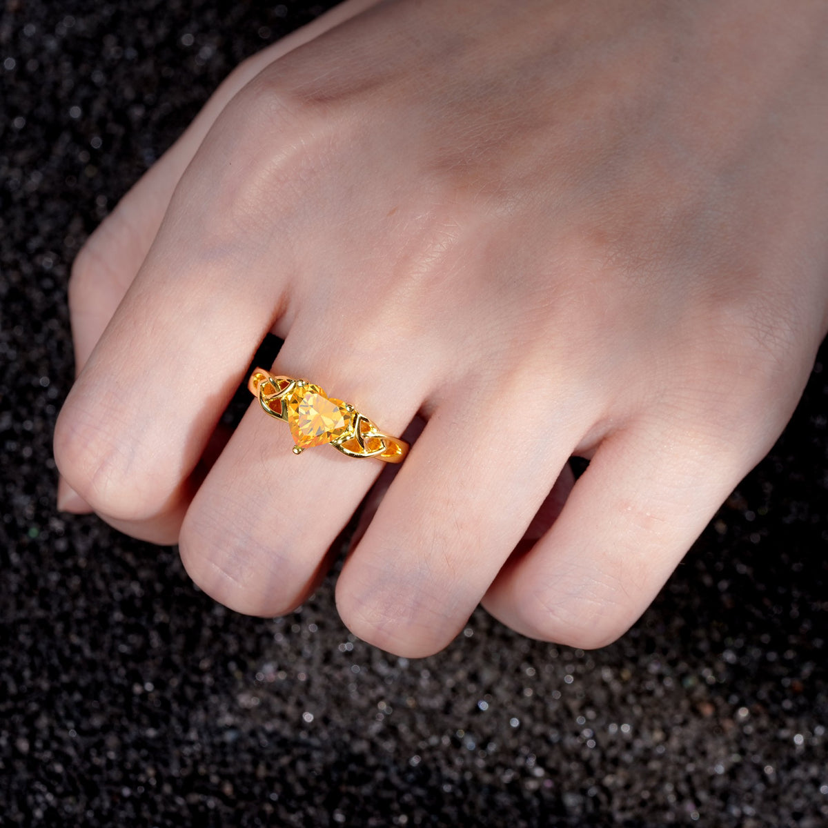 Heart Cut Citrine Celtic Knot Engagement Ring - Additional view