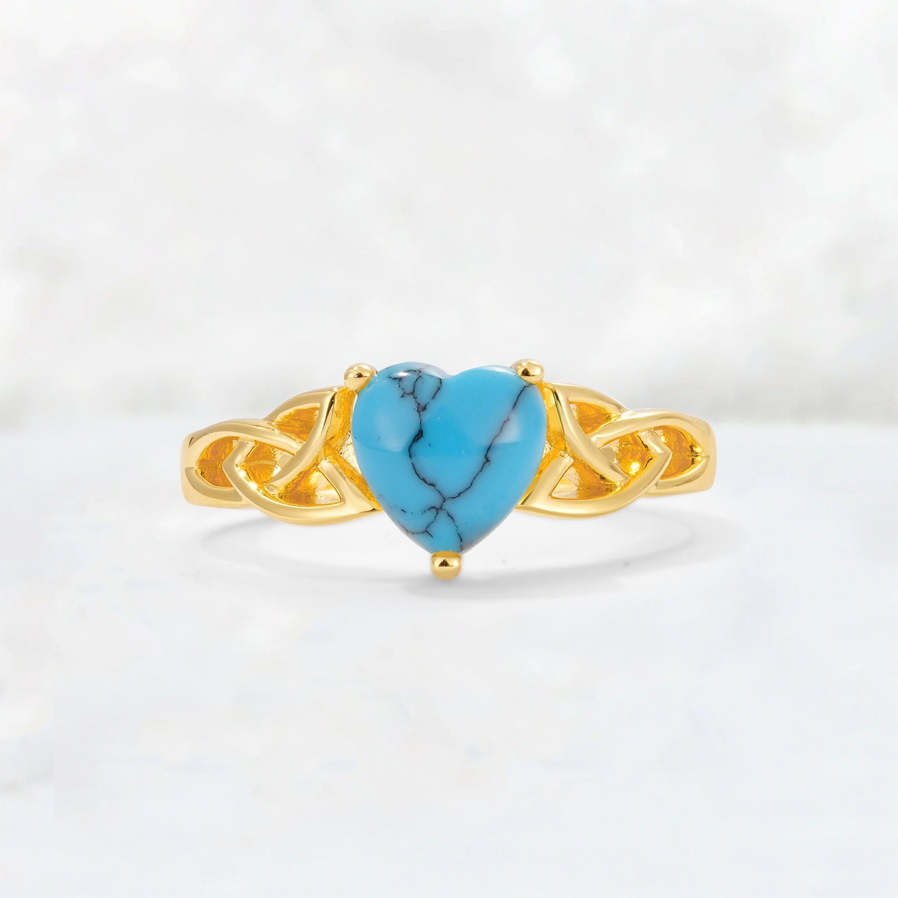 Heart Cut Turquoise Celtic Knot Engagement Ring - Additional view