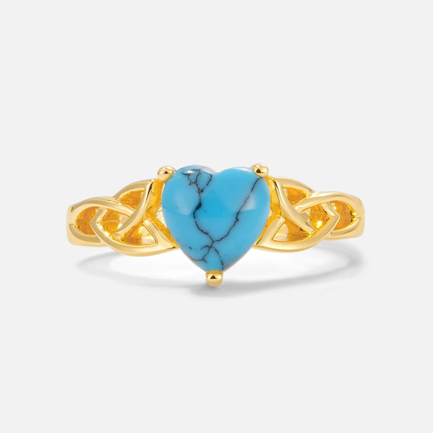Heart Cut Turquoise Celtic Knot Engagement Ring