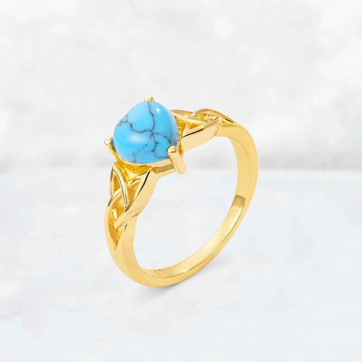 Heart Cut Turquoise Celtic Knot Engagement Ring - Additional view