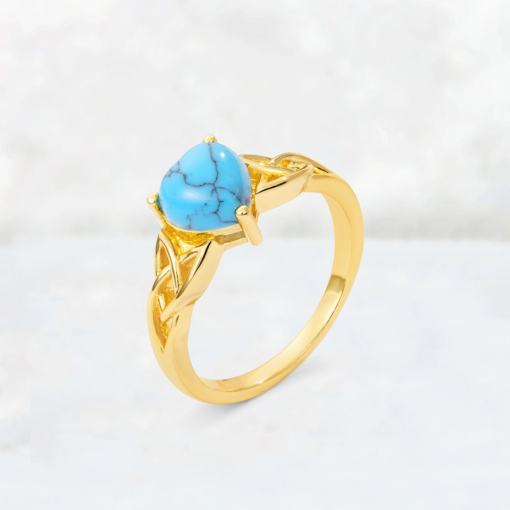 Heart Cut Turquoise Celtic Knot Engagement Ring - Additional view