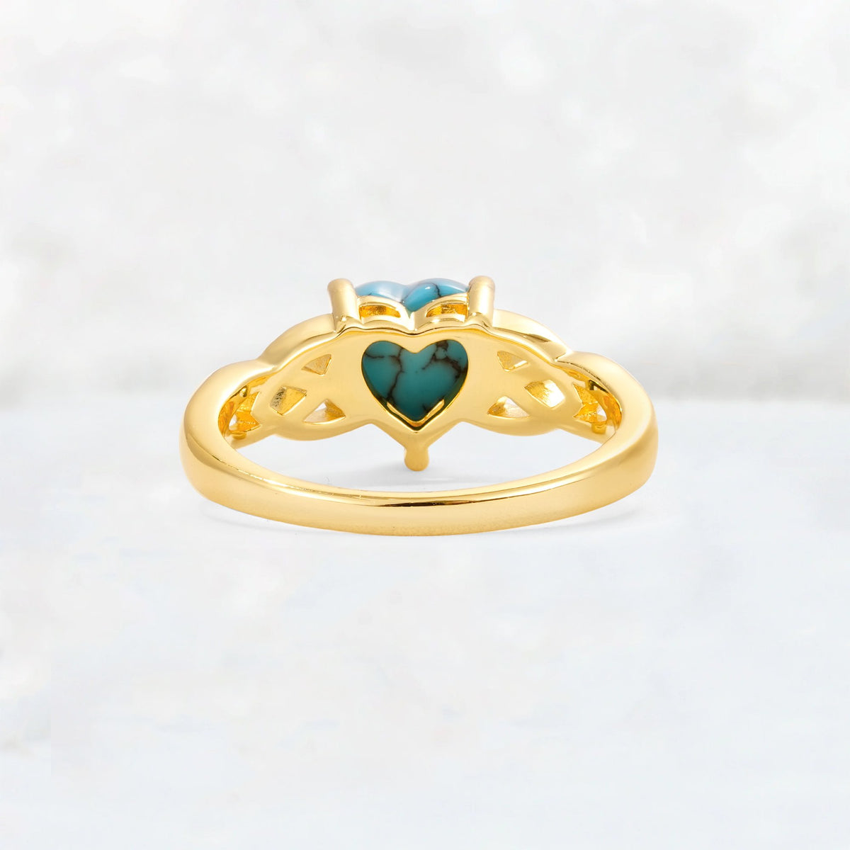 Heart Cut Turquoise Celtic Knot Engagement Ring - Additional view