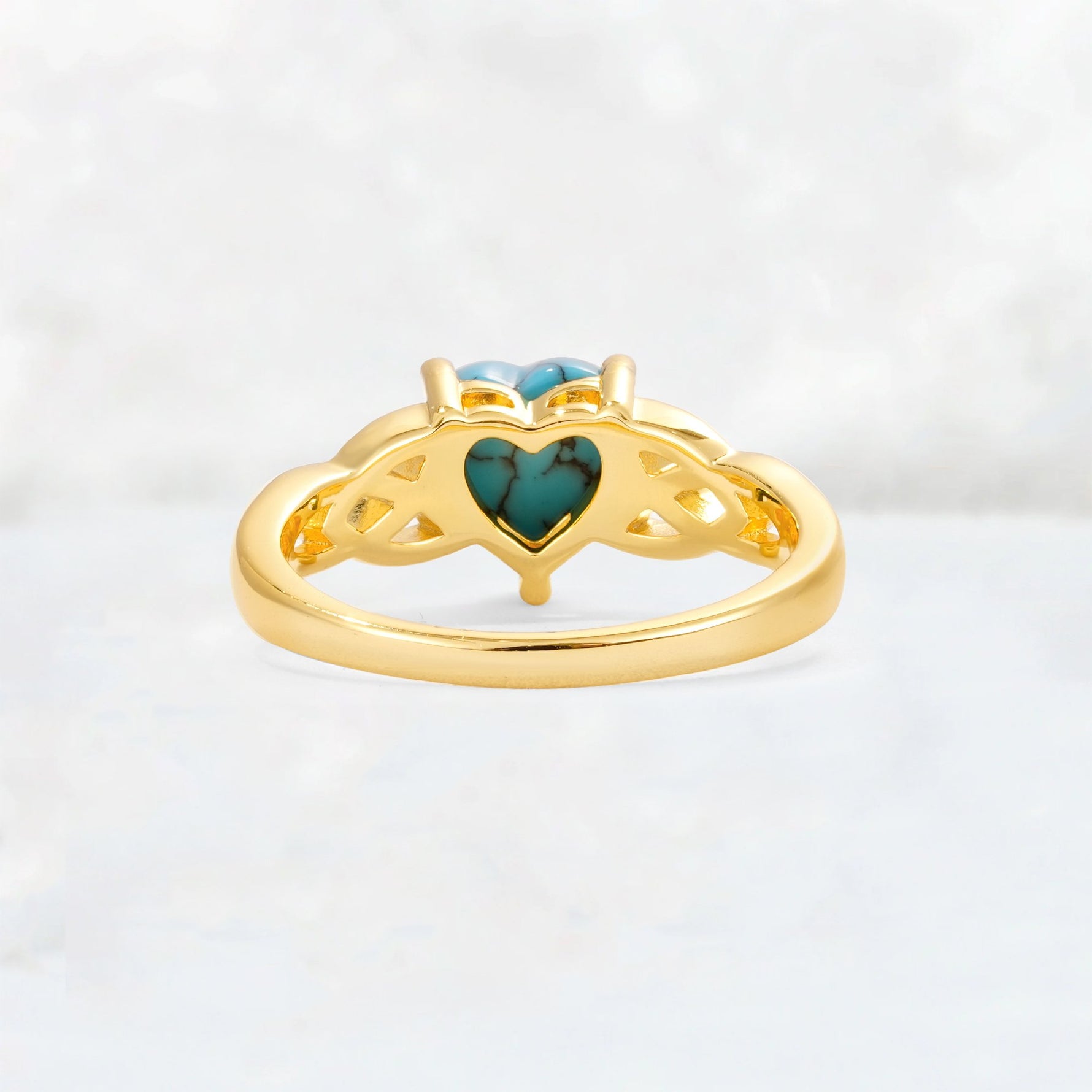 Heart Cut Turquoise Celtic Knot Engagement Ring - Additional view