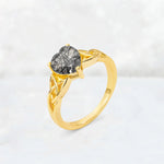 Heart Cut Black Rutilated Quartz Celtic Knot Engagement Ring - Additional view