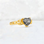 Heart Cut Black Rutilated Quartz Celtic Knot Engagement Ring - Additional view
