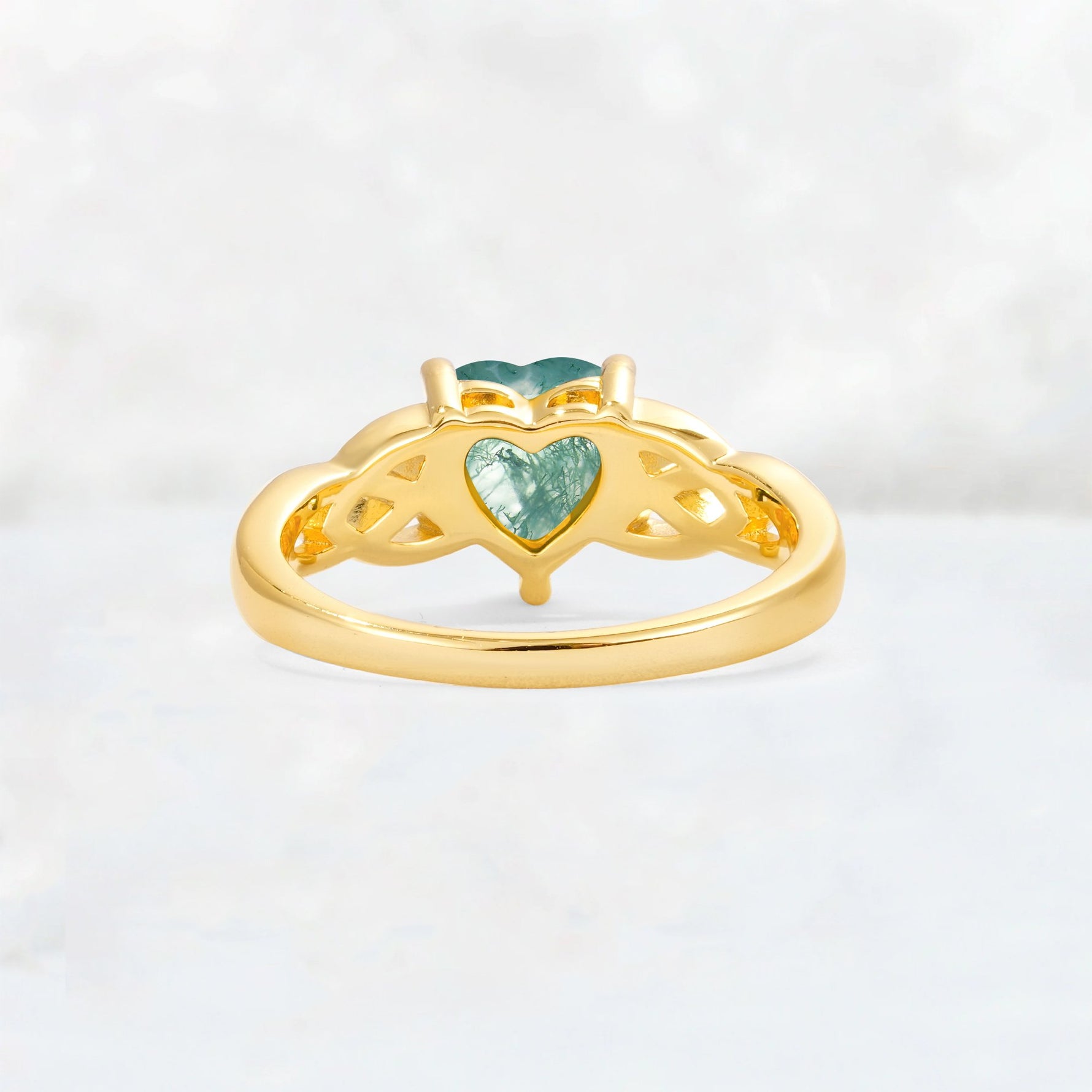 Heart Cut Moss Agate Celtic Knot Engagement Ring - Additional view