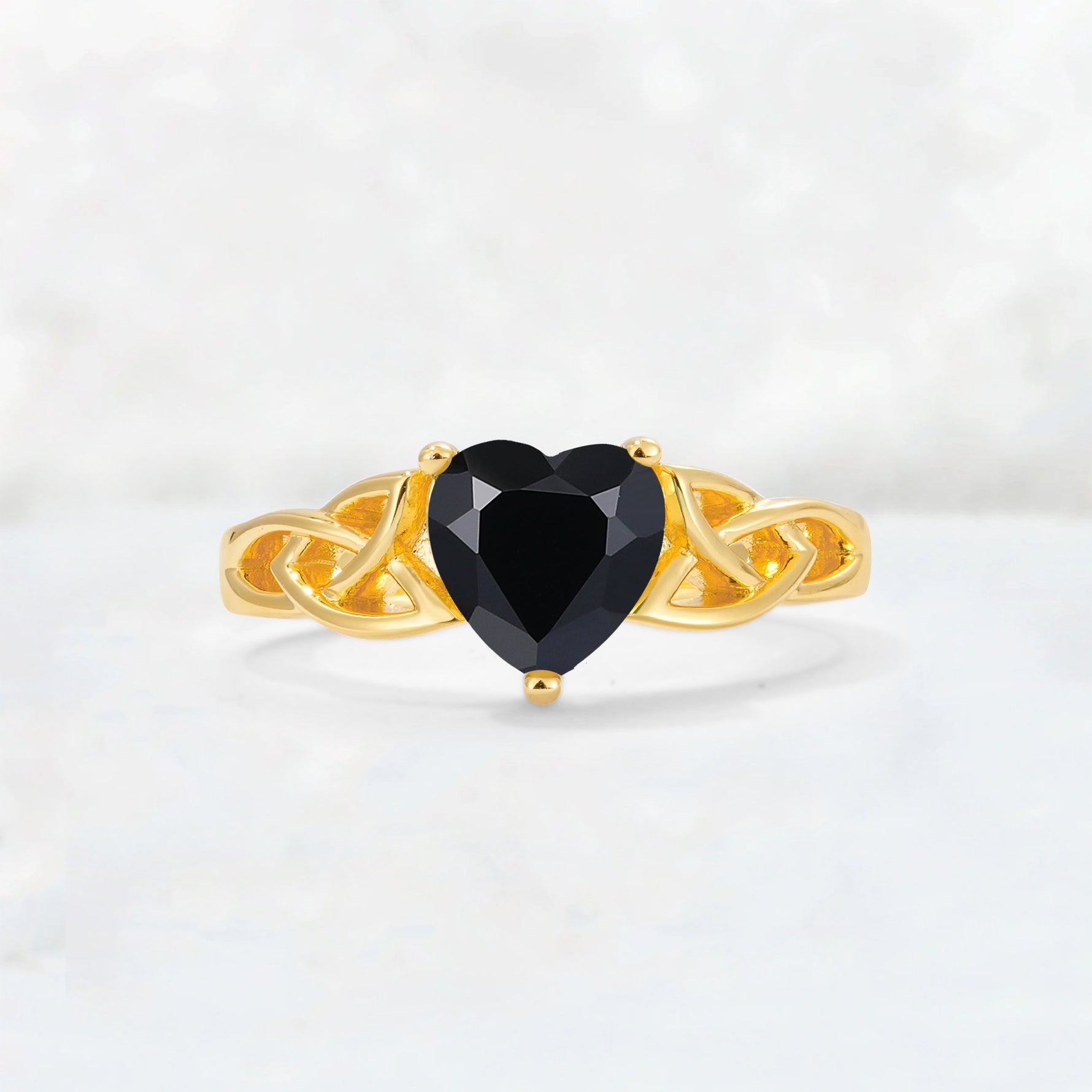 Heart Cut Black Onyx Celtic Knot Engagement Ring - Additional view
