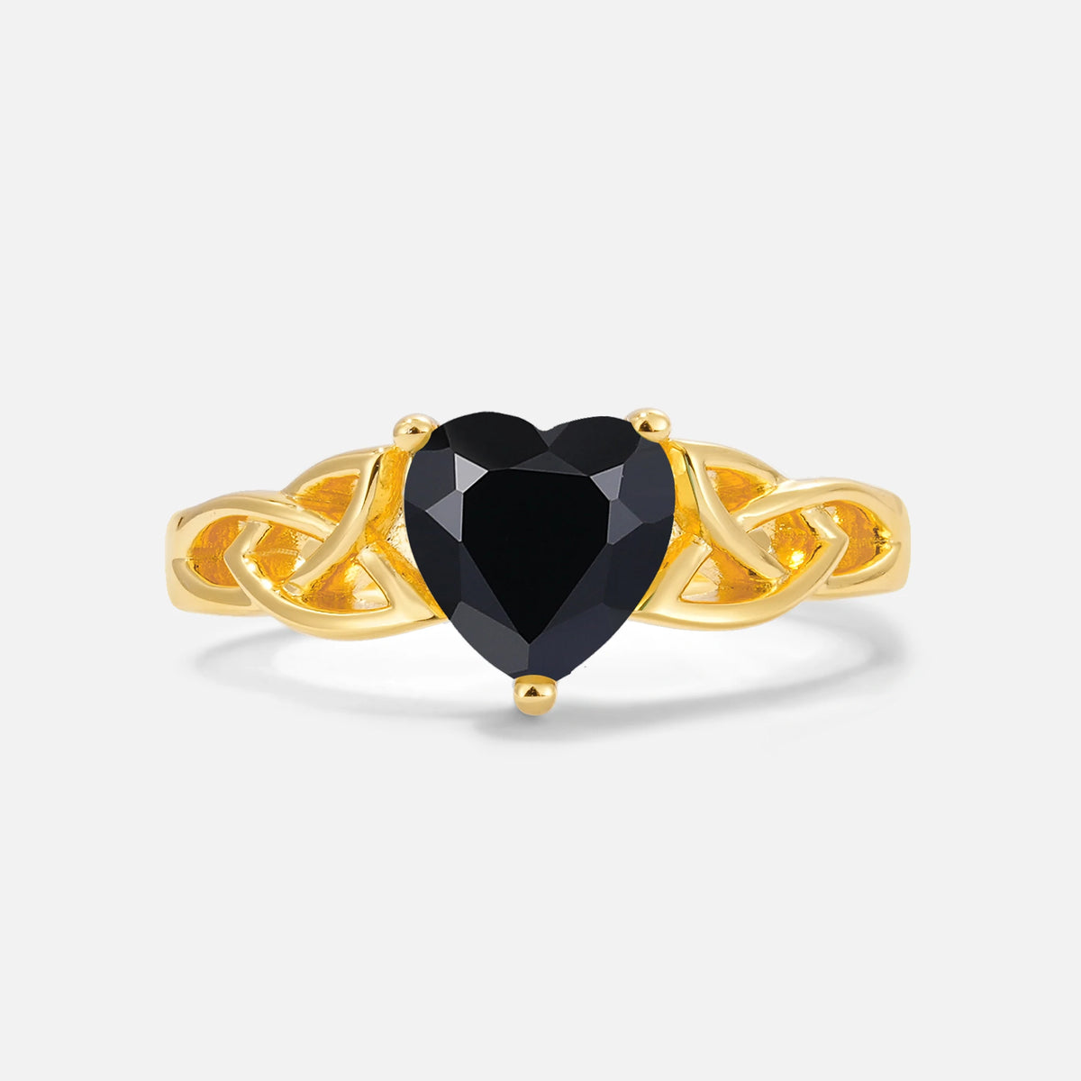 Heart Cut Black Onyx Celtic Knot Engagement Ring