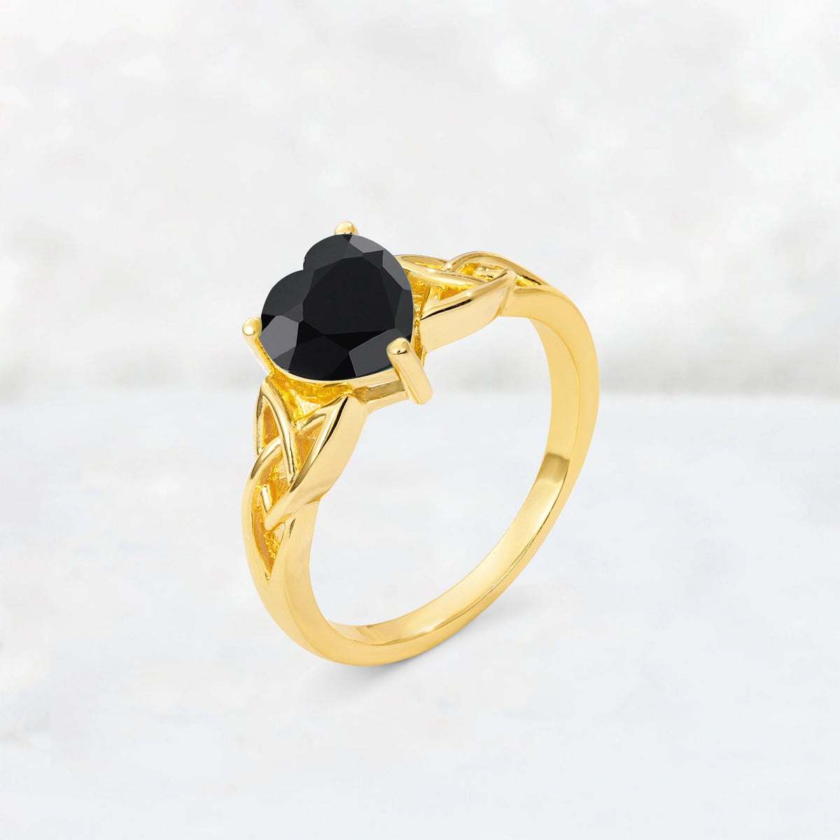 Heart Cut Black Onyx Celtic Knot Engagement Ring - Additional view