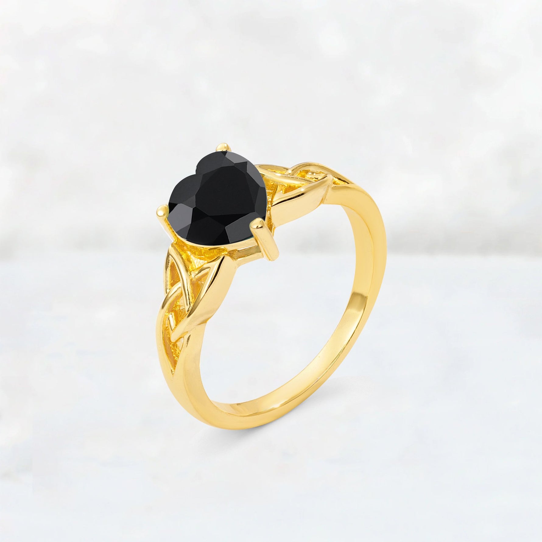 Heart Cut Black Onyx Celtic Knot Engagement Ring - Additional view