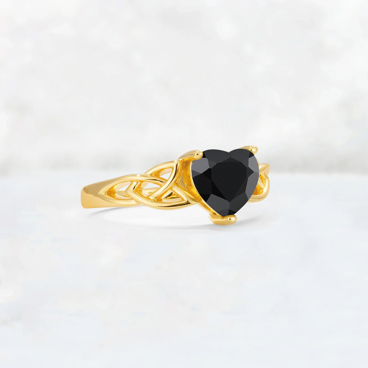Heart Cut Black Onyx Celtic Knot Engagement Ring - Additional view