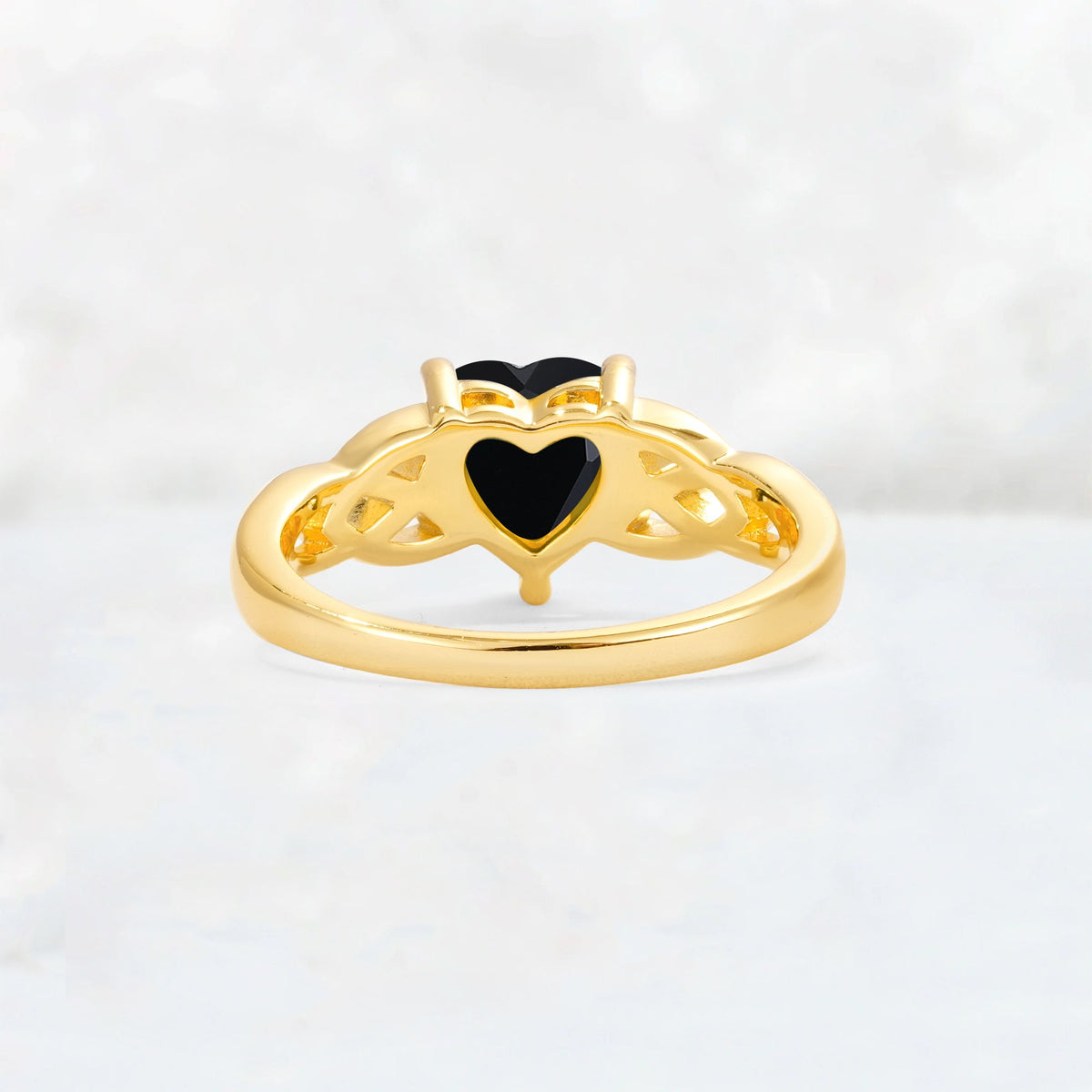 Heart Cut Black Onyx Celtic Knot Engagement Ring - Additional view