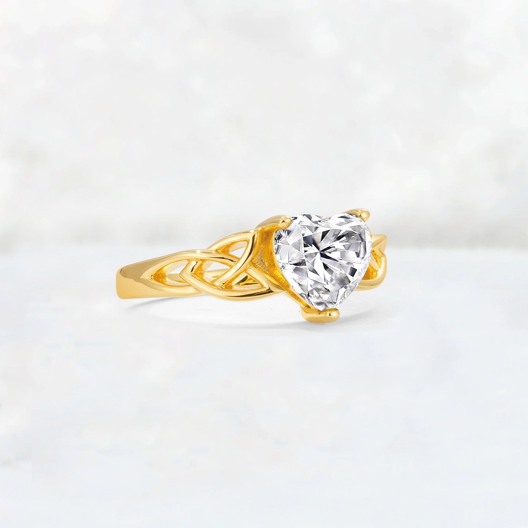 Heart Cut Lab Diamond Celtic Knot Engagement Ring - Additional view