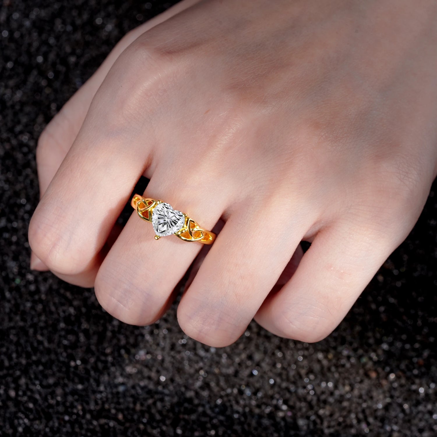Heart Cut Lab-Grown Diamond Celtic Knot Engagement Ring