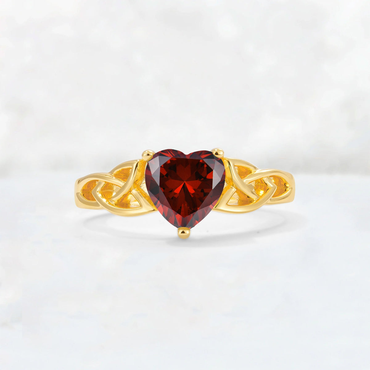 Heart Cut Garnet Celtic Knot Engagement Ring - Additional view