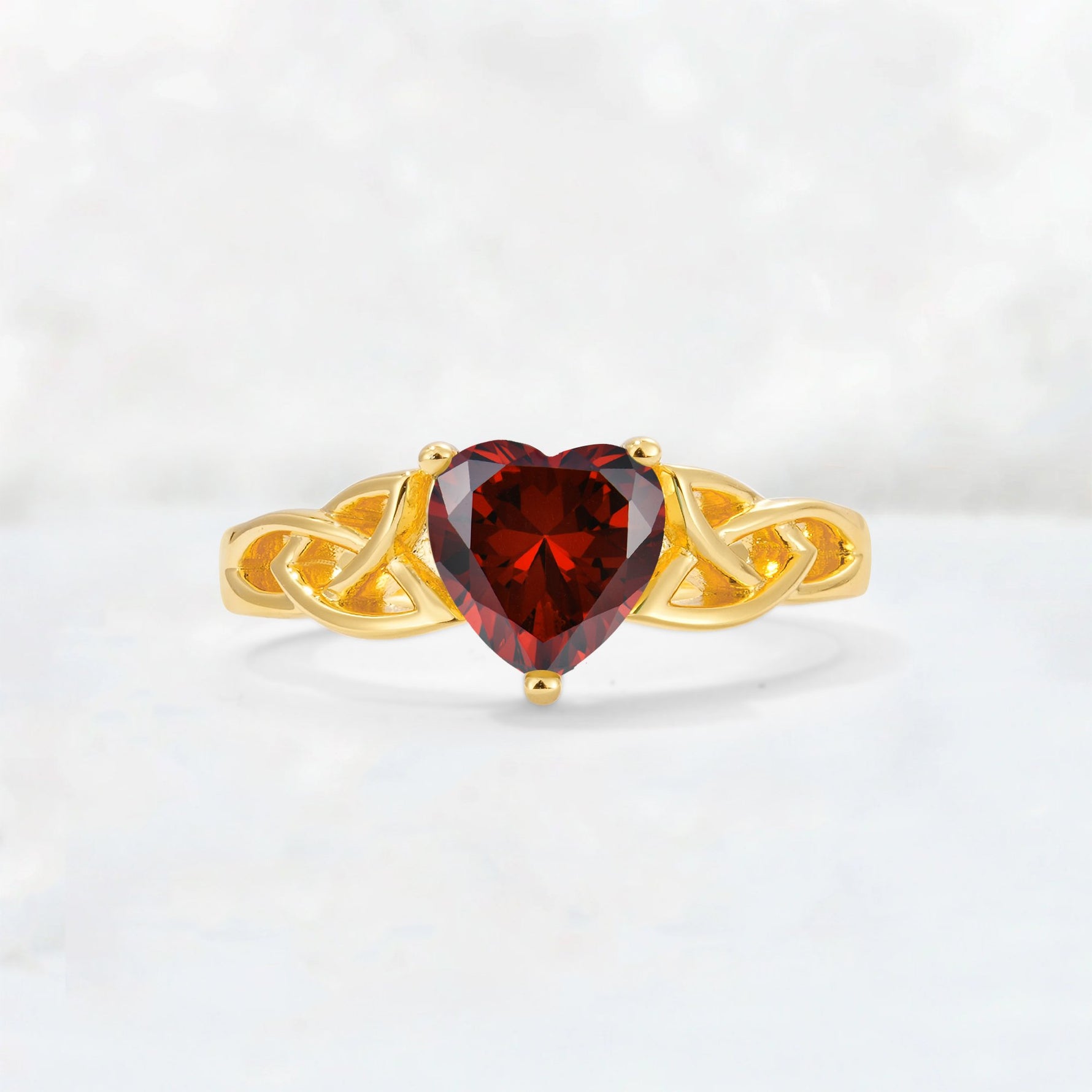 Heart Cut Garnet Celtic Knot Engagement Ring - Additional view