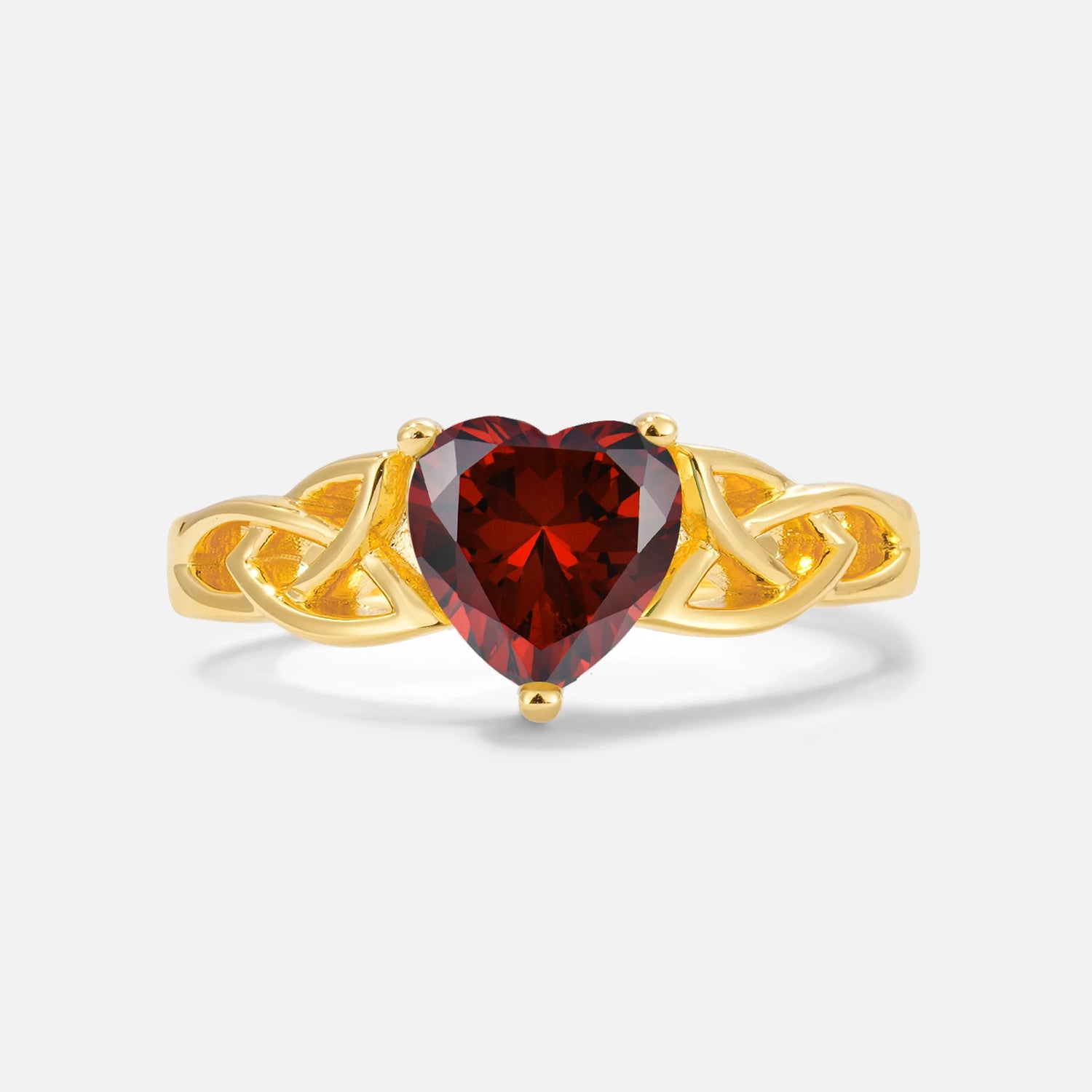 Heart Cut Garnet Celtic Knot Engagement Ring