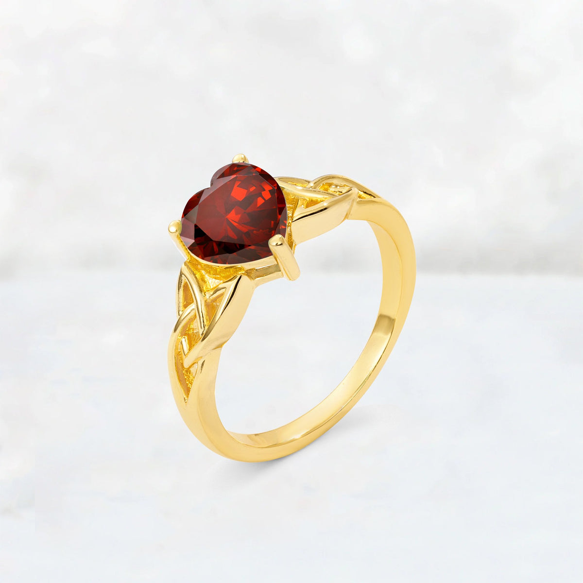 Heart Cut Garnet Celtic Knot Engagement Ring - Additional view