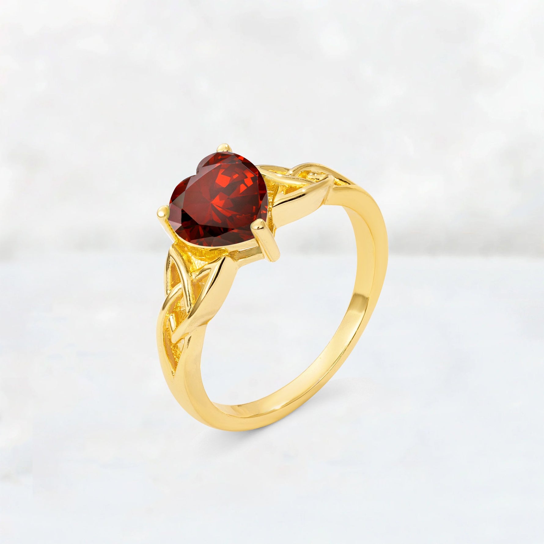 Heart Cut Garnet Celtic Knot Engagement Ring - Additional view