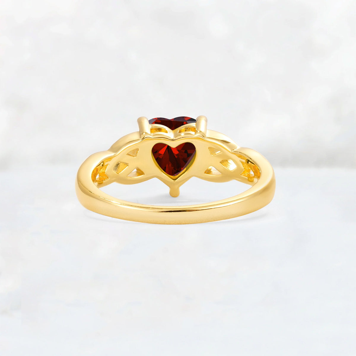 Heart Cut Garnet Celtic Knot Engagement Ring - Additional view