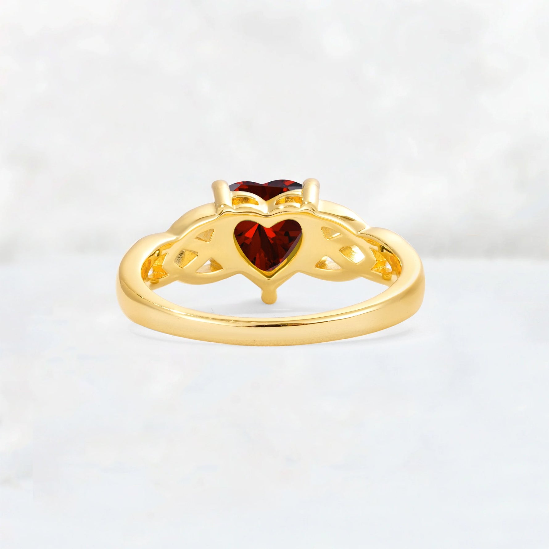 Heart Cut Garnet Celtic Knot Engagement Ring - Additional view
