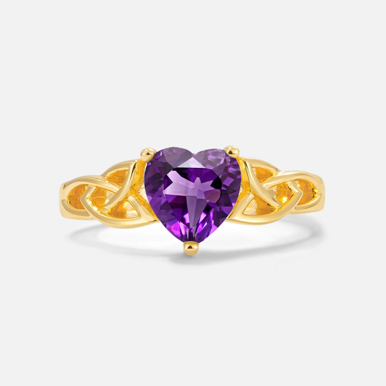 Heart Cut Amethyst Celtic Knot Engagement Ring