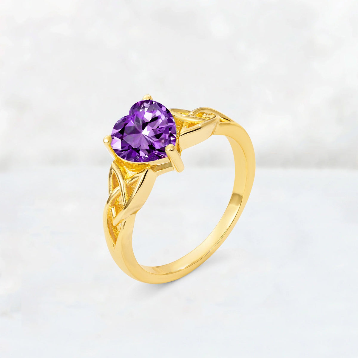 Heart Cut Amethyst Celtic Knot Engagement Ring - Additional view