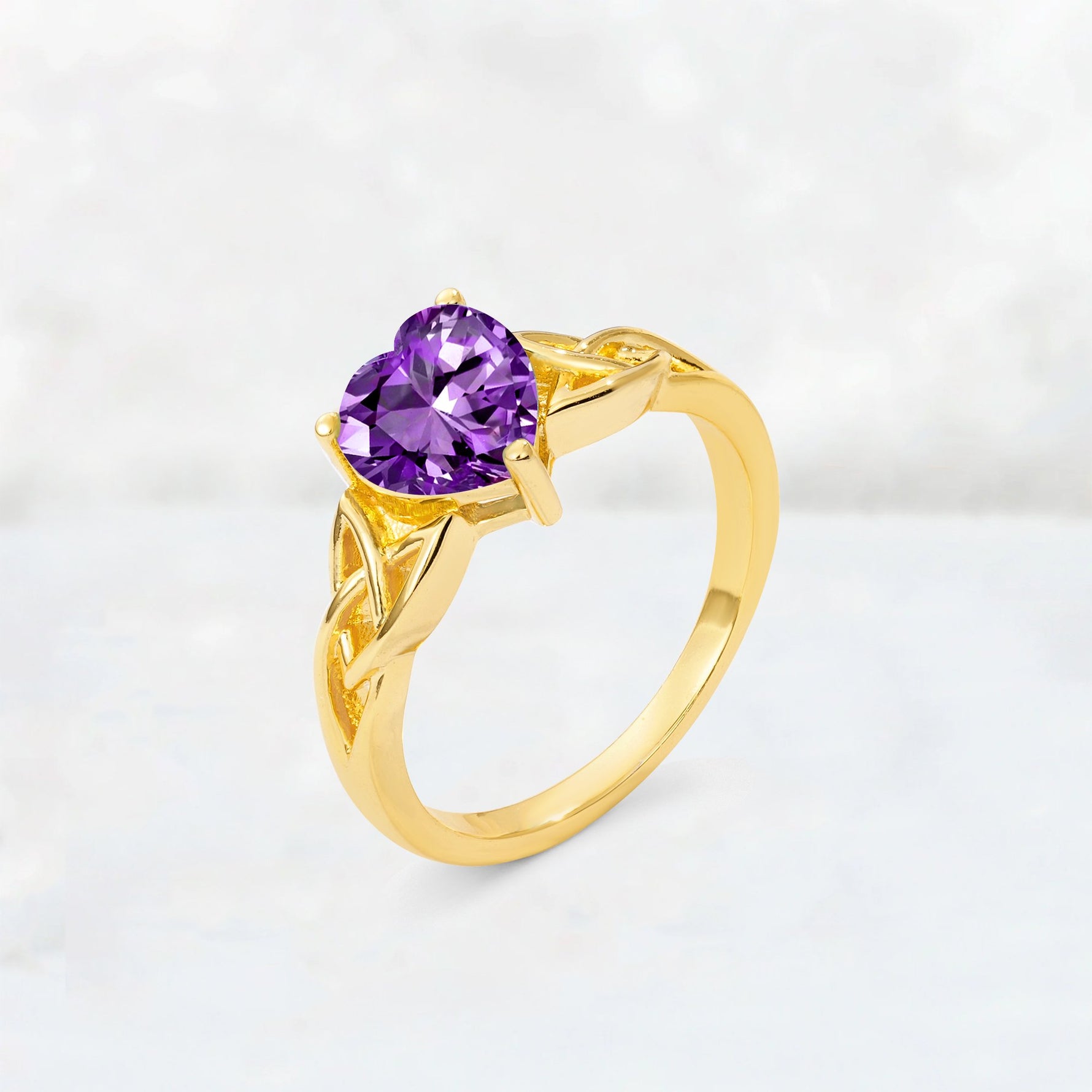 Heart Cut Amethyst Celtic Knot Engagement Ring - Additional view