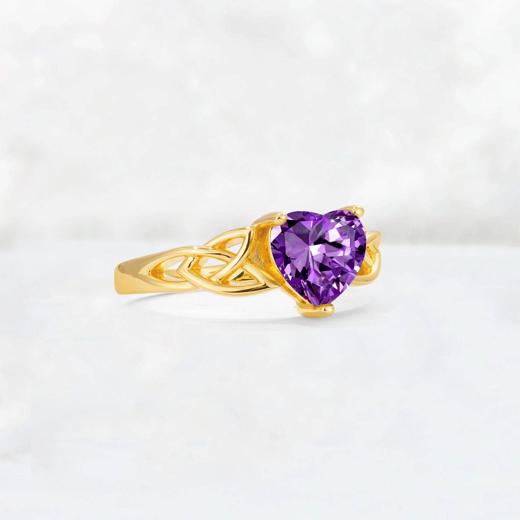 Heart Cut Amethyst Celtic Knot Engagement Ring - Additional view