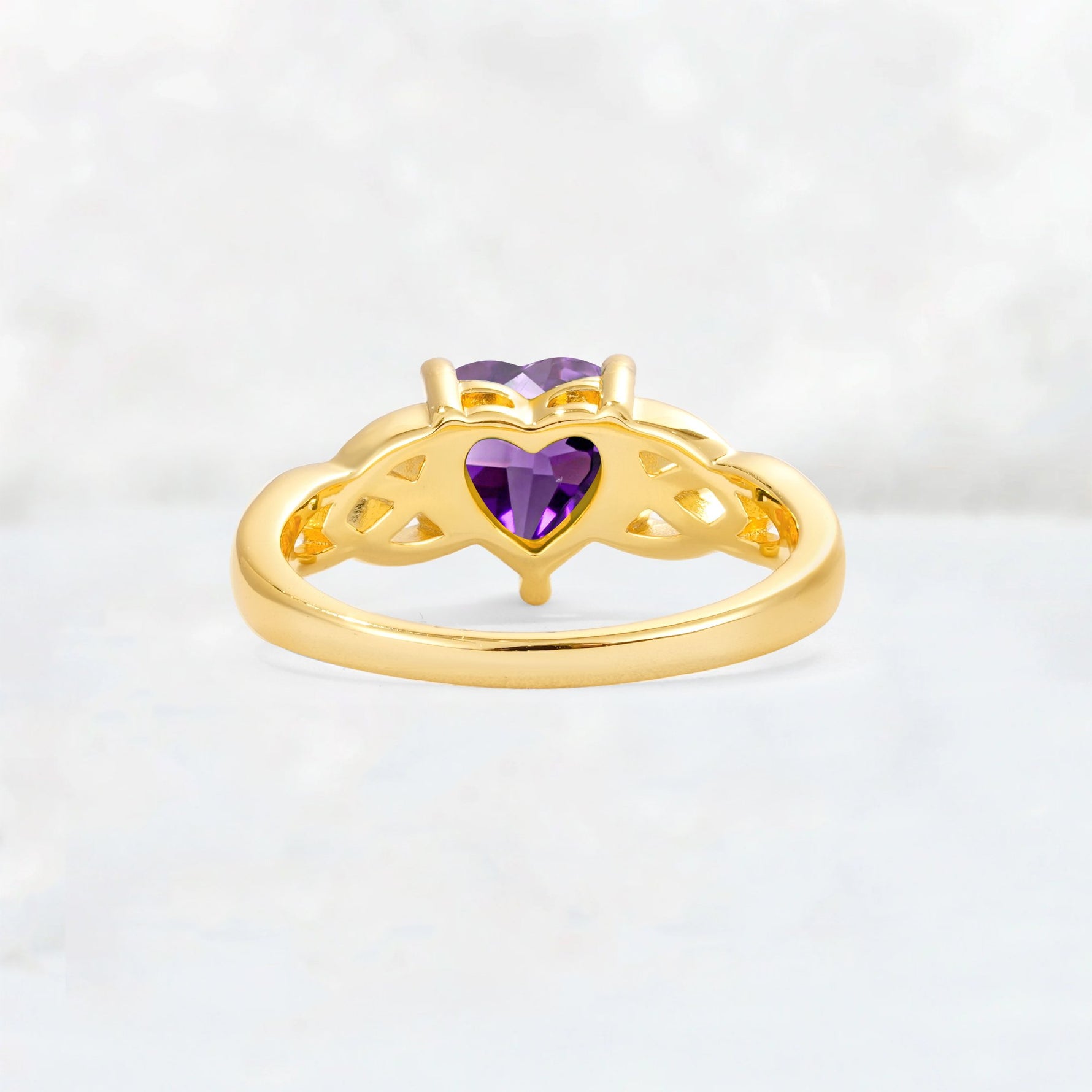 Heart Cut Amethyst Celtic Knot Engagement Ring - Additional view