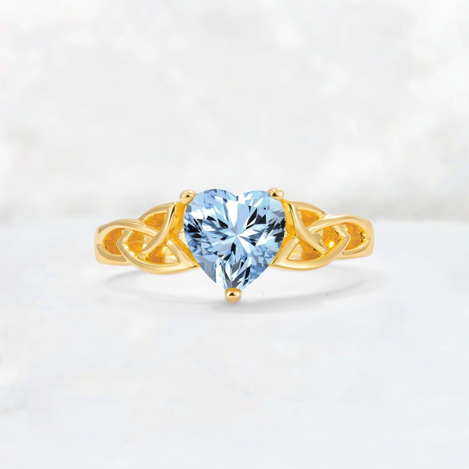 Heart Cut Aquamarine Celtic Knot Engagement Ring - Additional view