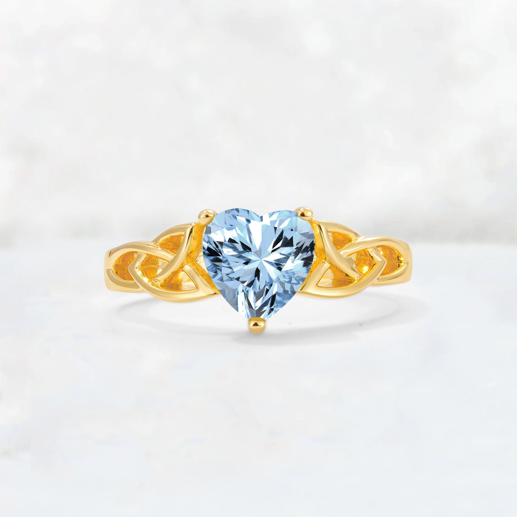 Heart Cut Aquamarine Celtic Knot Engagement Ring - Additional view