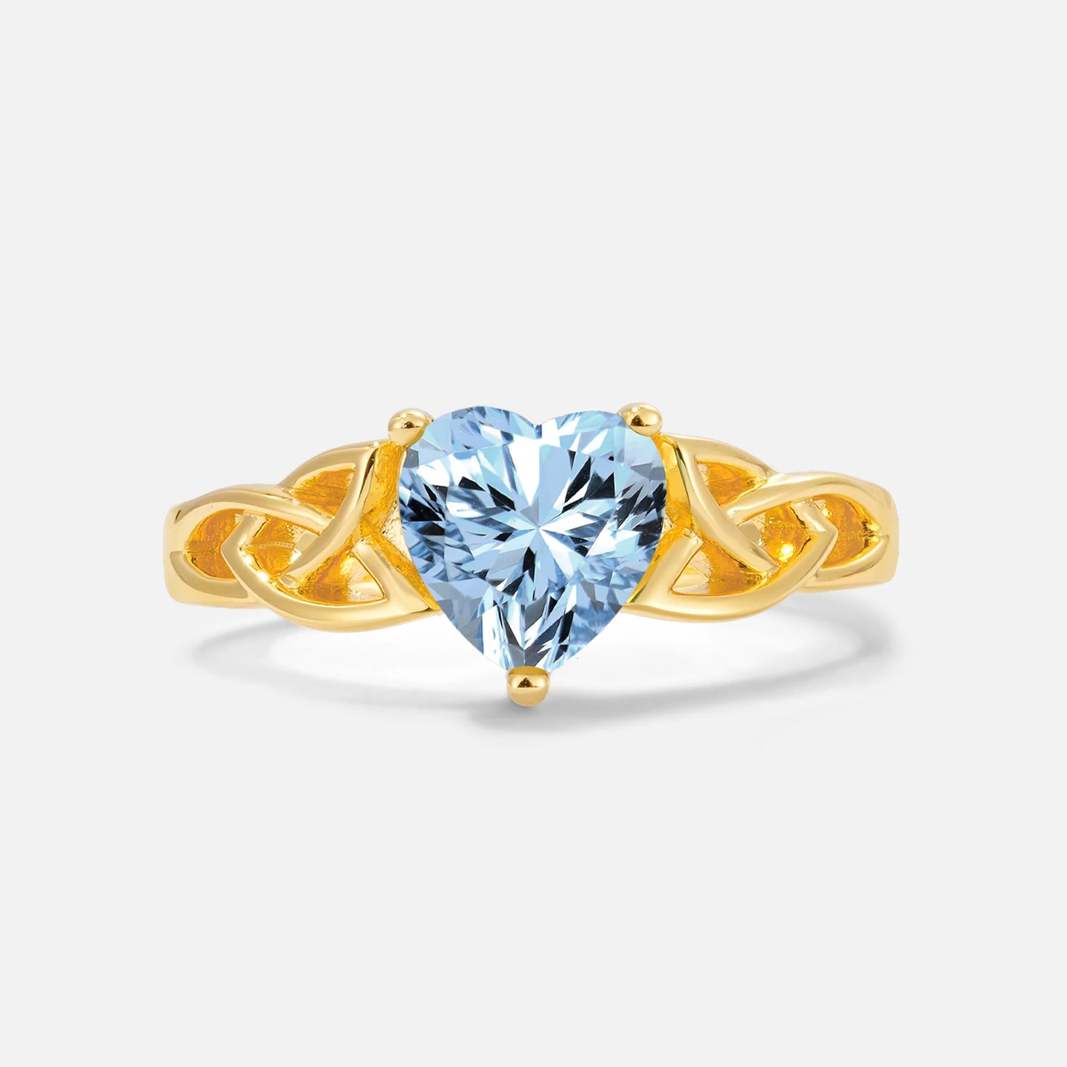 Heart Cut Aquamarine Celtic Knot Engagement Ring
