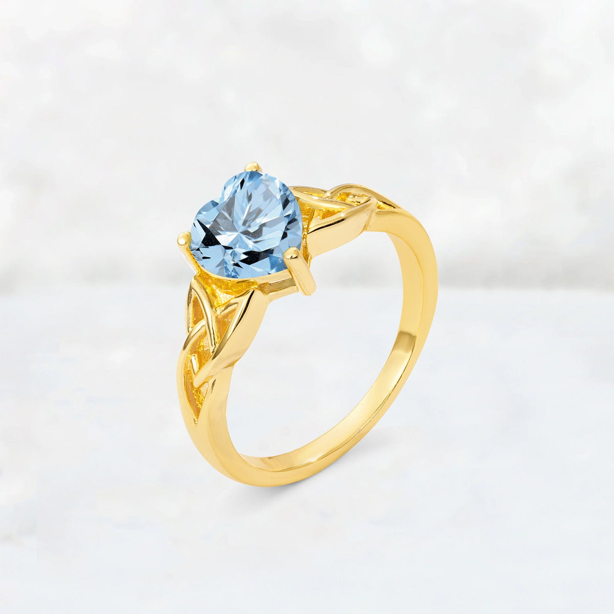 Heart Cut Aquamarine Celtic Knot Engagement Ring - Additional view