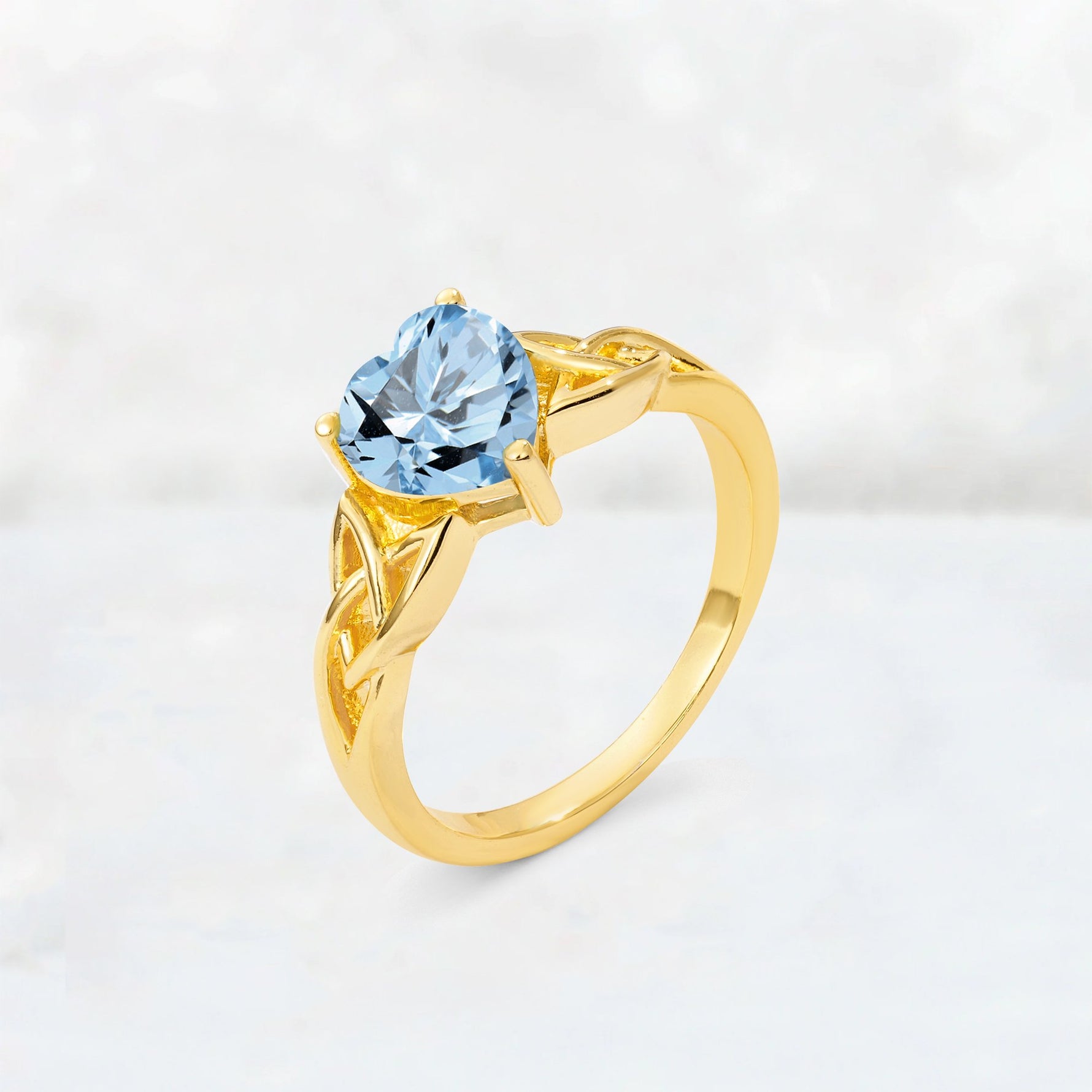 Heart Cut Aquamarine Celtic Knot Engagement Ring - Additional view