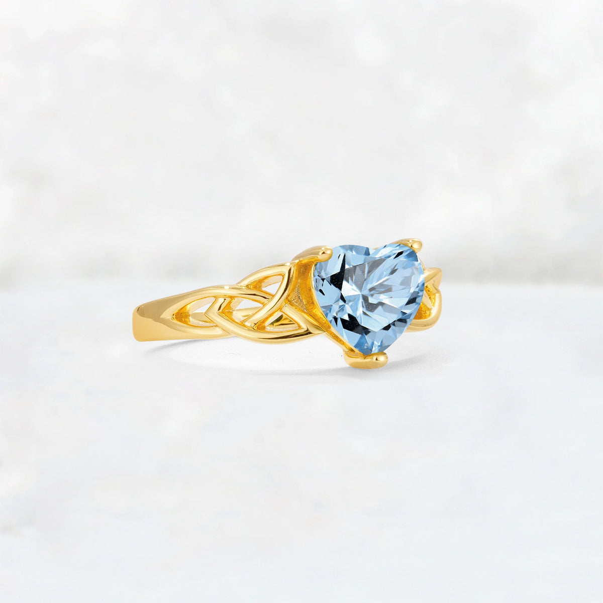 Heart Cut Aquamarine Celtic Knot Engagement Ring - Additional view