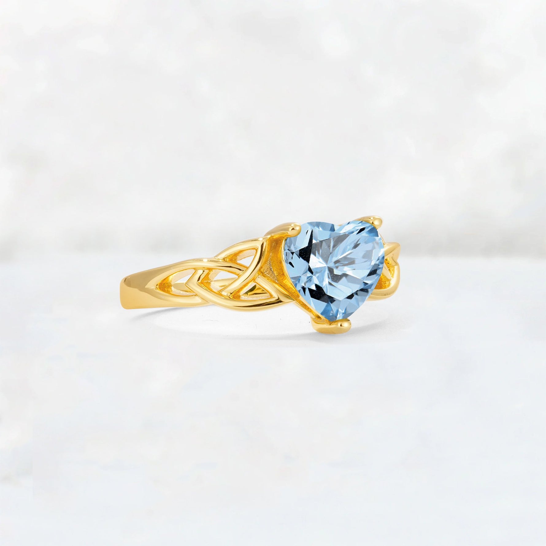 Heart Cut Aquamarine Celtic Knot Engagement Ring - Additional view