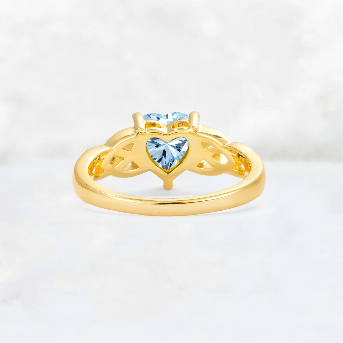 Heart Cut Aquamarine Celtic Knot Engagement Ring - Additional view