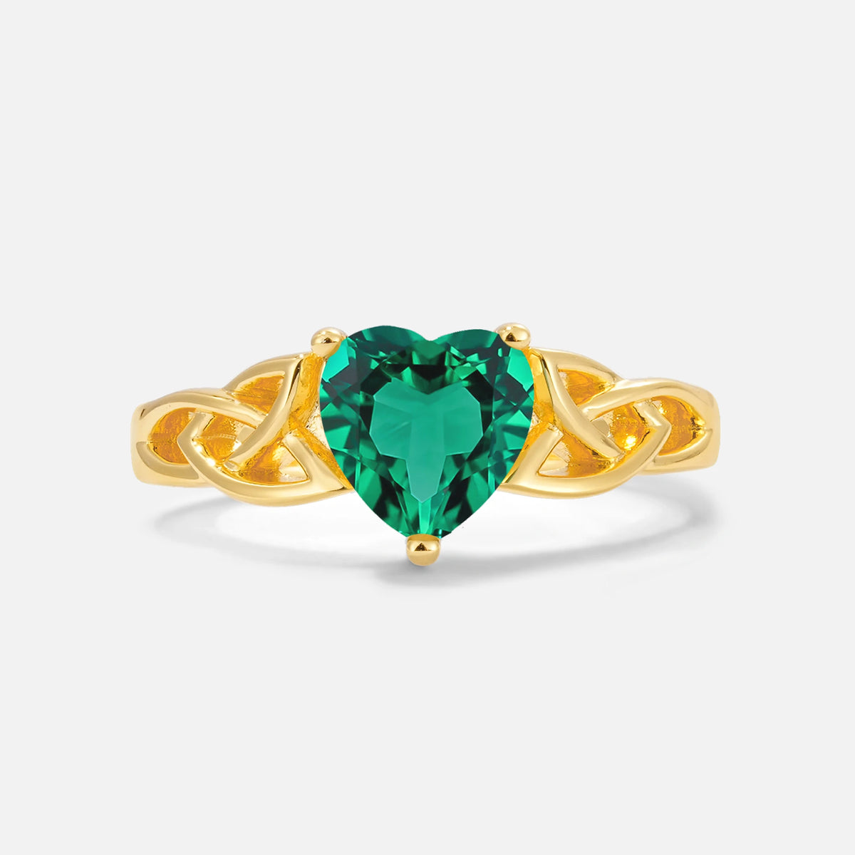 Heart Cut Emerald Celtic Knot Engagement Ring