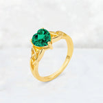 Heart Cut Emerald Celtic Knot Engagement Ring - Additional view