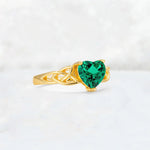 Heart Cut Emerald Celtic Knot Engagement Ring - Additional view