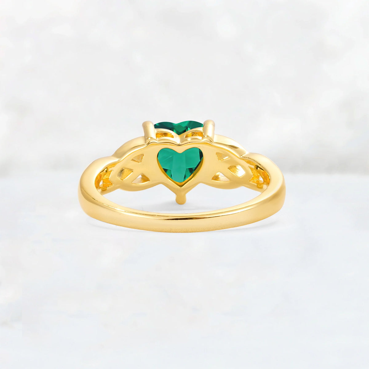 Heart Cut Emerald Celtic Knot Engagement Ring - Additional view