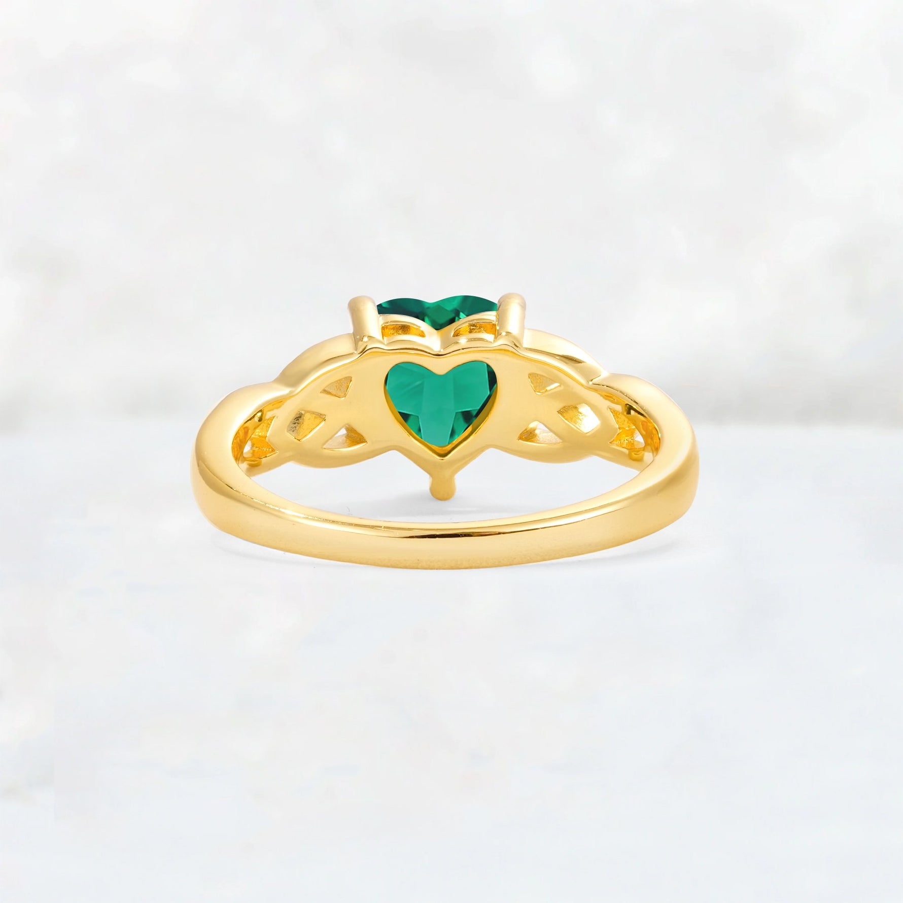 Heart Cut Emerald Celtic Knot Engagement Ring - Additional view