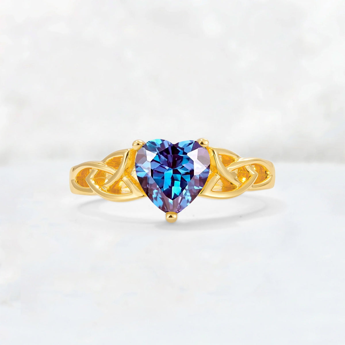 Heart Cut Alexandrite Celtic Knot Engagement Ring - Additional view